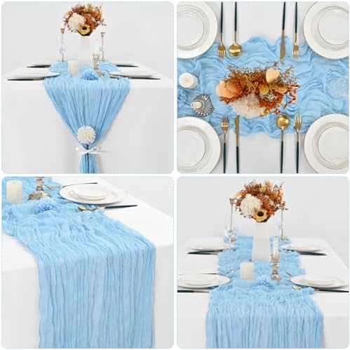 10 Pack Cheesecloth Table Runner 35 x 120 Inch, Baby Blue - Image 3