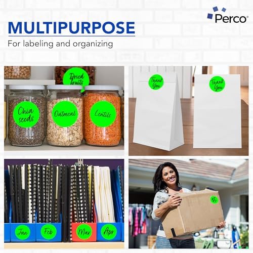 Perco Neon Green Perforated Round Circle Dot Sticker 3-Inch Labels — 3 Rolls, 1,500 Stickers—Available, Ready & Promo Signage, High Visibility, Strong Adhesive —Made in USA - Image 3