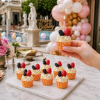 Restaurantware 2 oz Orange Polka-Dotted Paper Baking Cups, Pleated, 200 Ct - Image 5