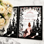 20PCS Castle Pocket Invitations, Quinceanera Invitations with Envelopes, Princess Invitation, Laser Cut quince invites (glitter black) - Image 4