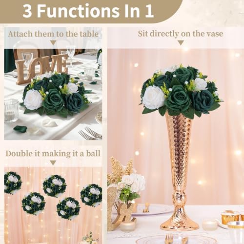 NUPTIO Green Flower Ball Centerpieces: Artificial Rose for Table, 9.4 Inch - Image 5