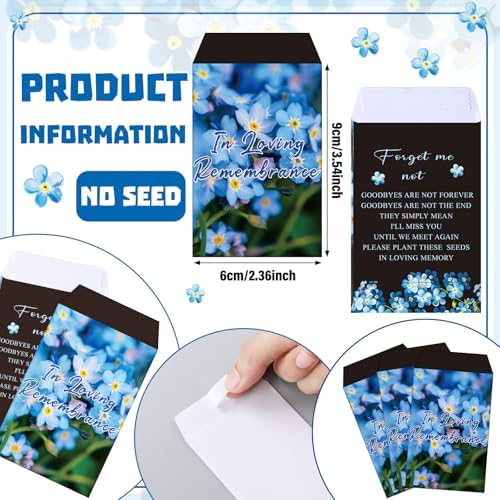 Ctosree 50 Sets Forget Me Not Seeds Packets Funeral Favors - Image 4