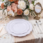 NOCCUR 175pcs Silver Plastic Plates - Silver Rim Plastic Tableware Include 25 Dinner/Dessert Plates, 25 Forks, 25 Knives, 25 Spoons for Wedding/Party - Image 4