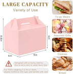 TryDrem 30 Pack Large Gable Boxes with Handles, 9x6x6 Inch Spacious Capacity Party Favor Boxes, Pink Treat Box for Gifts, Bread, Cookies, Lunch, Bakery, Wedding, Birthday, Picnic - Image 2