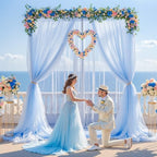 10ft x 15ft Baby Blue Tulle Backdrop Curtain for Baby Shower Party Sheer Fabric Backdrop Curtains for Boy Birthday Gender Reveal Back Drop Wedding Photo Backdrop Drapes Background 2 Panels 5ft x 15ft - Image 3