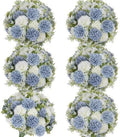 Dusty Blue White Artificial Flowers 6 Bundles Silk Floral with Stems by TOBILU