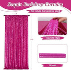 Hot Pink Sequin Backdrop Curtain Panels Stage 2 Pcs 5FTx10FT Wedding Party Background Drapes - Image 2