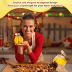 Sunnyray 30 Pcs Glass Honey Jar with Dipper Hexagonal for Party Gift, 220ml - Image 5