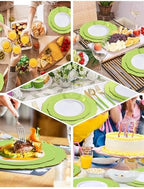 WDF 150Pcs Green Plates Disposable - Baroque Green and Gold Plates - 25Guest Plastic Dinnerware Ideal for Weding/Party/Birthday - Image 5