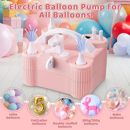 4-in-1 Electric Balloon Pump for All Balloons,Portable Dual Nozzle 600W Air Pump for Balloons,High Power Balloon Blower for Latex Foil 260q Mylar Balloon,Inflation Pool Float and Sports Balls - Image 2