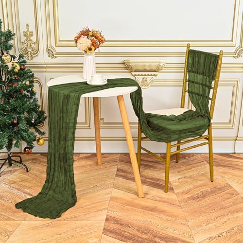 12 Pack Olive Green 10Ft Cheesecloth Table Runner - Image 5
