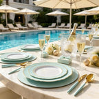WDF 30Guest Mint Green Plastic Plates & Disposable Gold Silverware With Green Handle-Baroque Green &Gold Plastic Dinnerware for Wedding/Baby Shower/Summer Party - Image 4