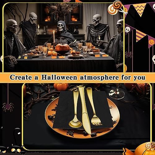 Lasnten 50 Pack Halloween Pre Rolled Plastic Silverware Set for 50 Guests - Image 4