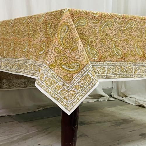 Ridhi Romantic Reverie Hand Block Print Cotton Tablecloth 90 x 60 Inch - Image 6