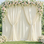 20x12ft Ivory Backdrop Curtain Panels for Parties - Wrinkle Free Polyester Photo Curtain Backdrop Wedding Back Drop Fabric Drapes for Party Decorations Background for Photography - Image 2