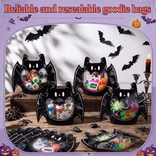 Qinyoung 50 Pcs Halloween Bat Gift Plastic Bags - Image 2