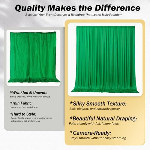50x12 ft Green Backdrop Curtains for Weddings Parties, Birthdays and Photos - Image 3