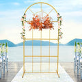 Gold Wedding Arch Stand with Mesh for Ceremony Modern Metal Balloon Arch Stand Kit Garden Floral Arch Frame Background for Anniversary Birthday Party Home Outdoor Lawn Decor by AKaSping