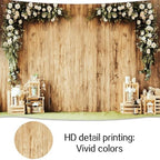 12x10ft Wedding Wood Wall Rustic Floral Backdrop Reception Ceremony Photography Backdrop Wedding Party Bride Shower Banner Props Photography Studio Props Decor - Image 5