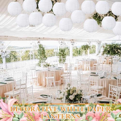 Treela 48pack White Chinese Paper Lanterns for Wedding Party Decor, 6" - Image 5
