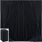 50x10ft Black Backdrop Curtain for Wedding Parties Wrinkle Free Fabric Black Drapes Backdrop Decoration for Baby Shower Birthday Photography Decoration 10 Panels, 5ft x 10ft by Gogoparti