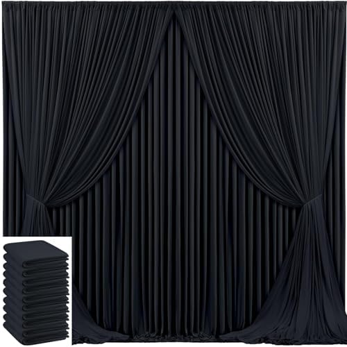 50x10ft Black Backdrop Curtain for Wedding Parties Wrinkle Free Fabric Black Drapes Backdrop Decoration for Baby Shower Birthday Photography Decoration 10 Panels, 5ft x 10ft by Gogoparti