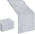 6PCS 12x72 Inch Sequin Table Runner Silver Glitter Table Runner for Party, Wedding, Bridal Baby Shower, Event Decorations（6PCS, 12x72 Inch, Silver） by Hahuho