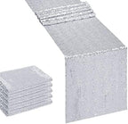 6PCS 12x72 Inch Sequin Table Runner Silver Glitter Table Runner for Party, Wedding, Bridal Baby Shower, Event Decorations（6PCS, 12x72 Inch, Silver） by Hahuho