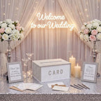 Queekay DIY Rhinestone Wooden Wedding Card Box with Slot Lid Letter Sticker - Image 6