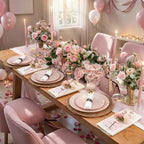KIRE 350 PCS Pink Disposable Plates - Plastic Dinnerware Set for Wedding - Image 5