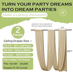 2 Panels 5ft(W) x 20ft(L) Soft Tan Ceiling Drapes for Wedding Parties - Image 6