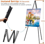 ARTASY 63" Easel Stand for Wedding Signs, Black, 2 Packs with Carry Bags - Image 3