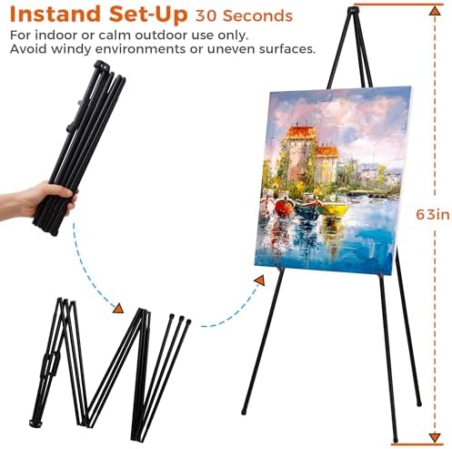 ARTASY 63" Easel Stand for Wedding Signs, Black, 3 Packs with Carry Bags - Image 3