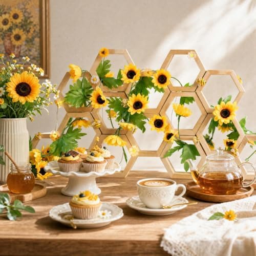 14 Pcs Mini Honeycomb Cupcake Stands,Wood Hexagon Display Holder - Image 4