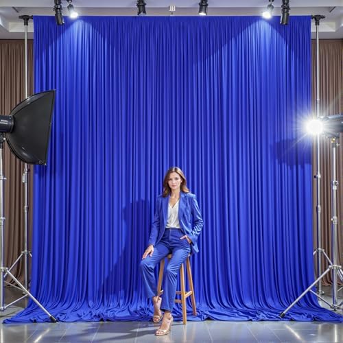 10 Panels Royal Blue Backdrop Curtains - Wrinkle Free Fabric Backdrop Curtain for Photoshoot, 10FT Wedding Party Photo Backdrop Drapes for Birthday Baby Shower Photography Stage Background Decorations - Image 4