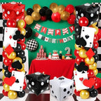 2 Sets Casino Theme Balloon Column Stand Kits Red Black Gold Balloons Column Kit with Dice Poker Tower Stand Kit 2 Sets Balloons Tower Sets for Las Vegas Game Night Themed Party Supplies - Image 2