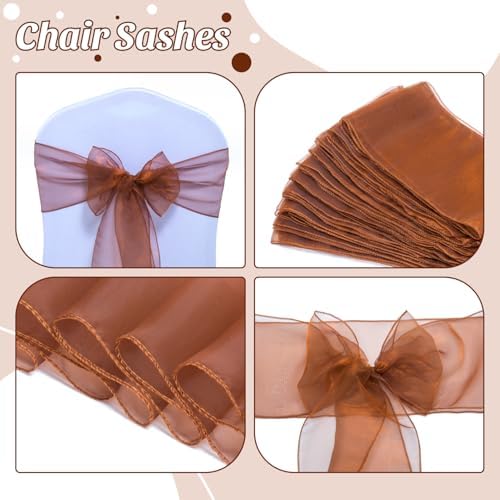 MDS Pack of 75 Organza Chair Sashes for Wedding & Event Décor – Bronze - Image 4