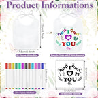 Panitay 100 Pcs DIY Baby Bibs Decorating Kit 50 White Bibs 25 Stencils 24 Markers 1 Baby Shower Game Sign - Image 2