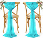 Pack of 25 Chiffon Chair Sashes for Wedding & Event Décor - Peacock Blue by MDS