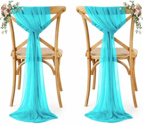 Pack of 125 Chiffon Chair Sashes for Wedding & Event Décor - Peacock Blue by MDS