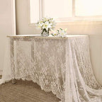 LuoluoHouse White Lace Tablecloth 6pcs Table Fabric 60x120 Inch for Rustic by LuoluoHouse