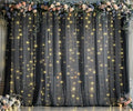 Black Tulle Backdrop Curtain with Lights String for Parites 20ft×8ft Black Sheer Backdrop Curtains for Baby Shower Wedding Bridal Shower Birthday Party Photo Shoot Decorations(4 Panels 5×8ft) by Suppromo