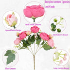 Peonies Artificial Flowers Bouquet, Lifelike Silk Fake Peonies with Stems for Home Table Centerpieces, Wedding, Party & DIY Bridal Floral Arrangements (12, Rose red + Pink) - Image 4
