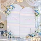 Rainbow White Arch Covers 7.2 and 6ft Sequin Sparkly Birthday Party Arch Backdrop Covers Set of 2 Spandex Shimmer Balloon Arch Stand Cover for Wedding Bridal Shower Baby Shower Photo Arches Background - Image 3