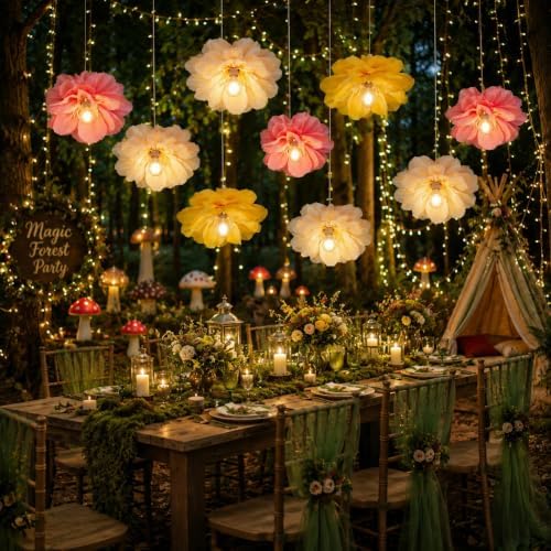 Thiccywoov 8 Pack Giant Paper Flower Decorations for Bulb, 15.7" Large Artificial Flower Paper Lantern Colorful Crepe Tissue Papers Flowers for Classroom Birthday Wedding Decorations(Classic Color) - Image 3