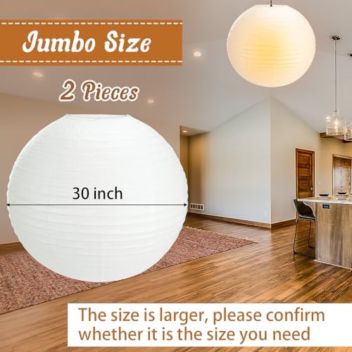 2 Pack 30 Inch Large Paper Lanterns White Hanging Lantern for Decor - Image 2