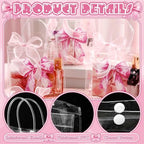 Wesnoy 48 Pcs Pink Big Bow Clear PVC Gift Bags with Handle Ribbon for Party - Image 3