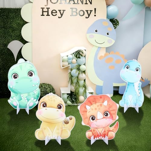 Gemscream 4 Pcs Large Dinosaur Party Decorations 23.6 Inch Cute Cartoon Dinosaur Cutouts Dino Baby Shower Birthday Decor Backdrop Photo Booth Props Party Supplies for Birthday Parties Decor - Image 3