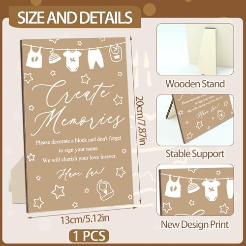97 Pcs Baby Shower Games Sign Kit,Including Decorate a Block Game Sign 72 DIY Blank Wooden Block 24 Pen to Draw Your Idea for Baby Shower Game Gender Reveal Party - Image 2