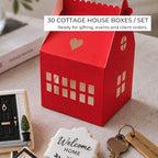 30 Pcs Cottage House Cookie Boxes with Window & Business Card Holder, Red, 4 x 4 x 6 in Bakery Gift Boxes for Treats, Desserts, Party Favors & Realtor Pop By Gifts - Image 6